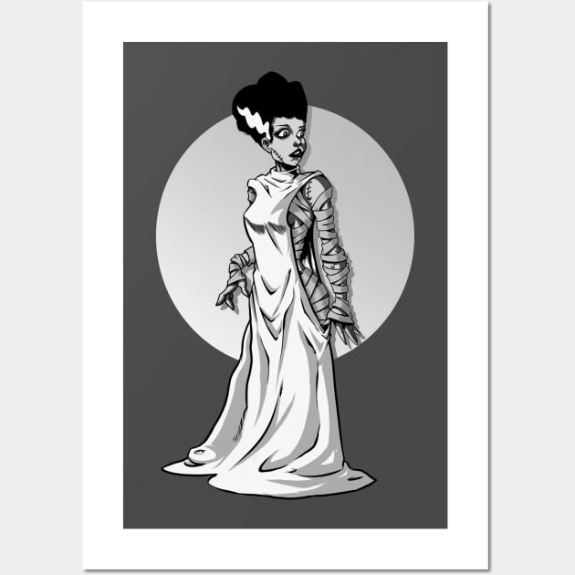 Bride of Frankenstein Black and White Wall Art by LKSComic